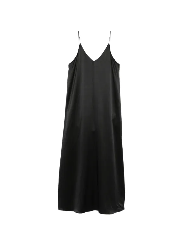 Lisa Yang V-neck Slip Midi Dress in Black