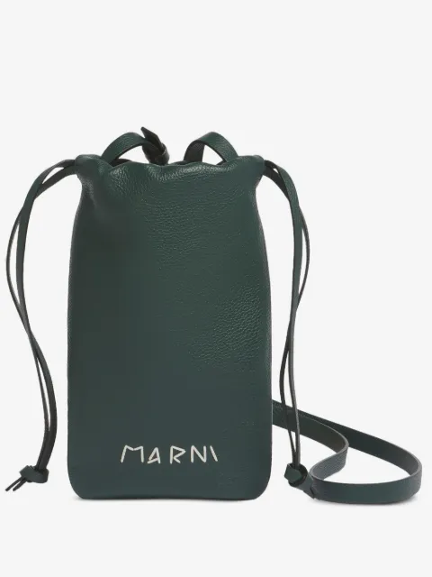 Marni drawstring logo-embroidery pouch