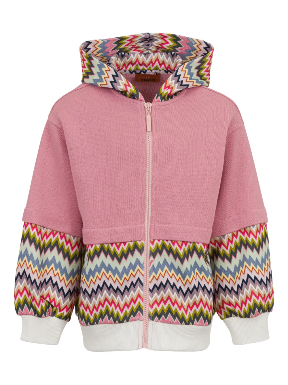 Missoni Kids' Zigzag Hooded Hoodie In Pink