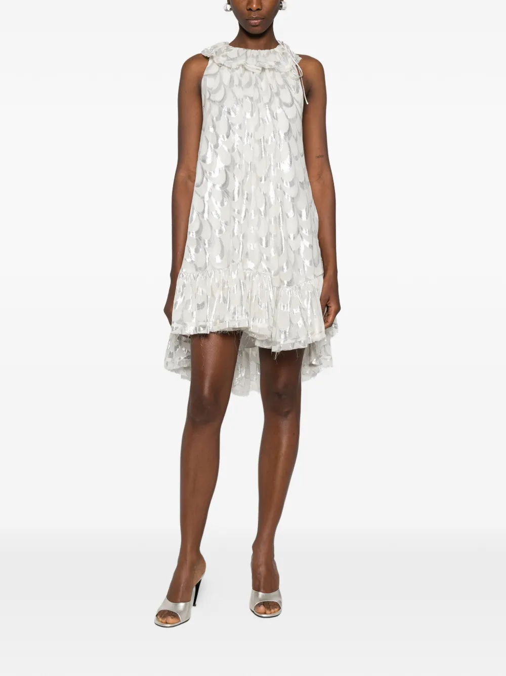 Parlor ruffled-trim mini dress - Beige