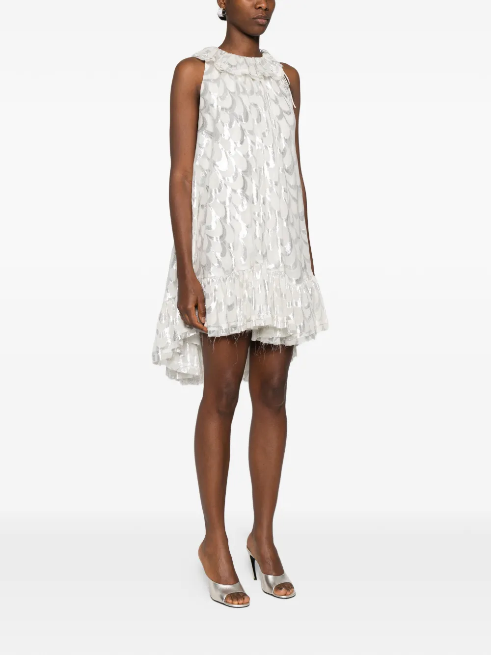  Parlor Ruffled-trim Mini Dress - Neutrals 