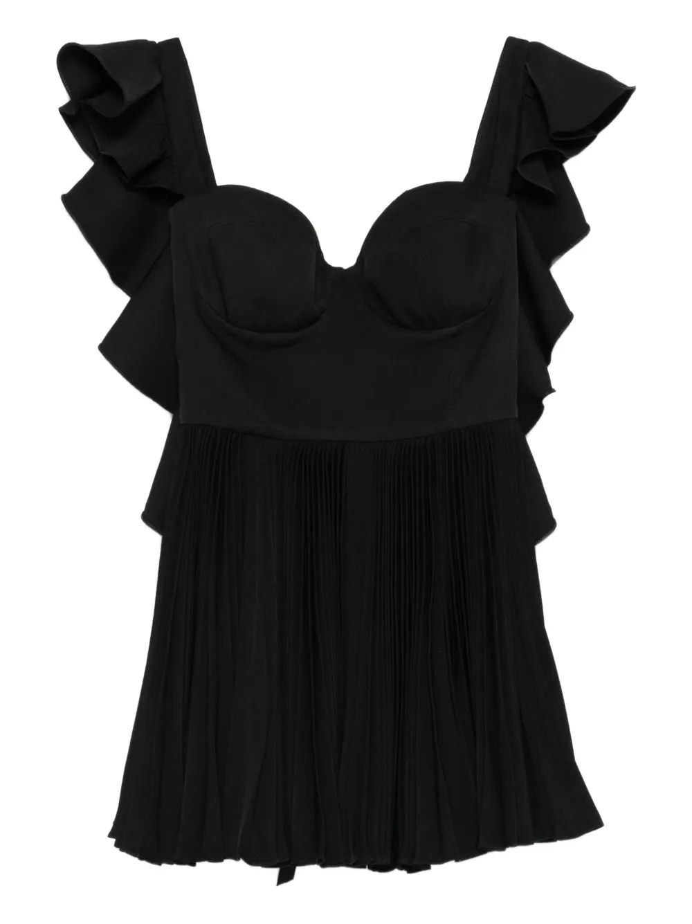 Parlor ruffled pleated mini dress | Black | Image 1
