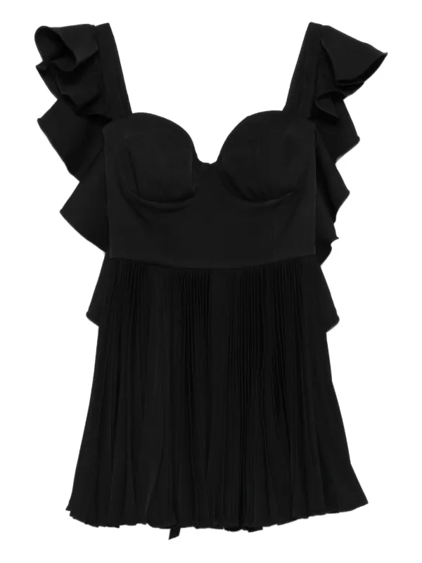 black pleated ruffle mini dress Parlor Ruffled | Black Floor-Length One-Shoulder Bridesmaid angie smith If needed Style:EE02133BK