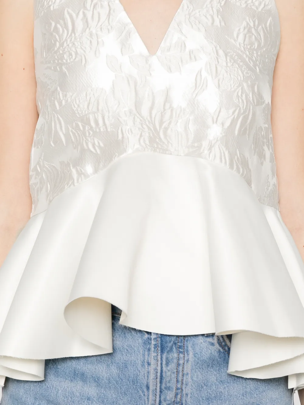 Satin Cloque Peplum Top