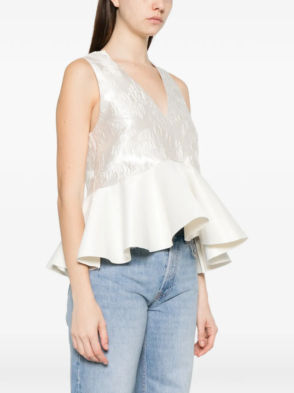 Satin Cloque Peplum Top