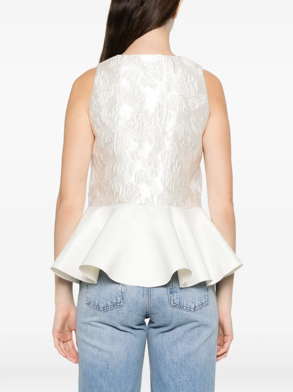 Satin Cloque Peplum Top