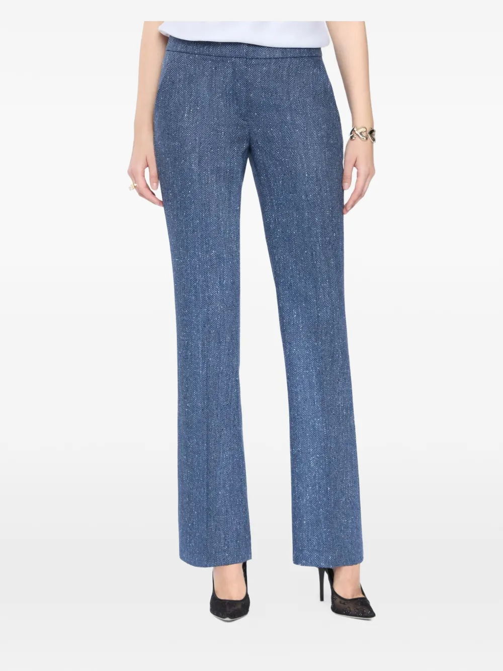Genny Concealed-fastening Trousers In Blue