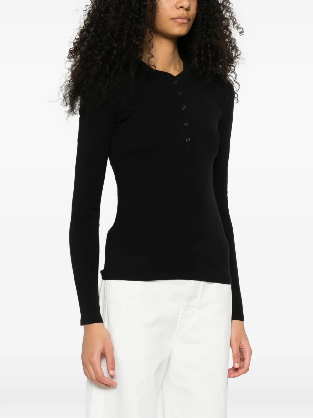 Nili Lotan Polotop met knoopsluiting Zwart