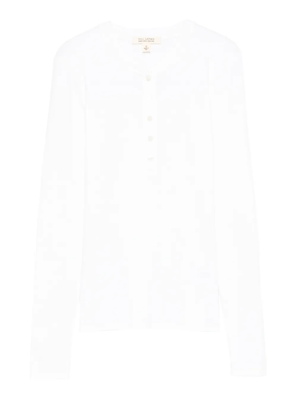 Nili Lotan Jordan Henley long-sleeve buttoned polo top - Weiß