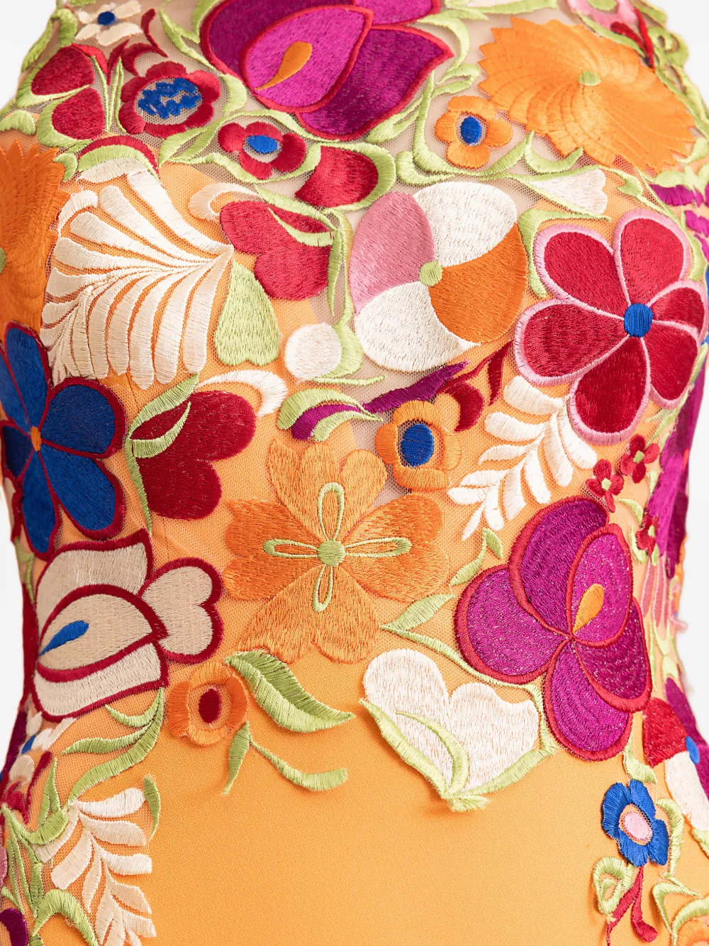 Gemy Maalouf Maxi-jurk met bloemenprint en gedrapeerde hals Oranje