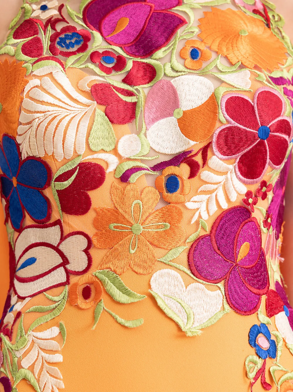 Gemy Maalouf Maxi-jurk met bloemenprint en gedrapeerde hals Oranje