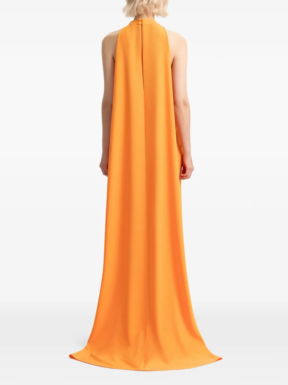 Gemy Maalouf Maxi-jurk met bloemenprint en gedrapeerde hals Oranje