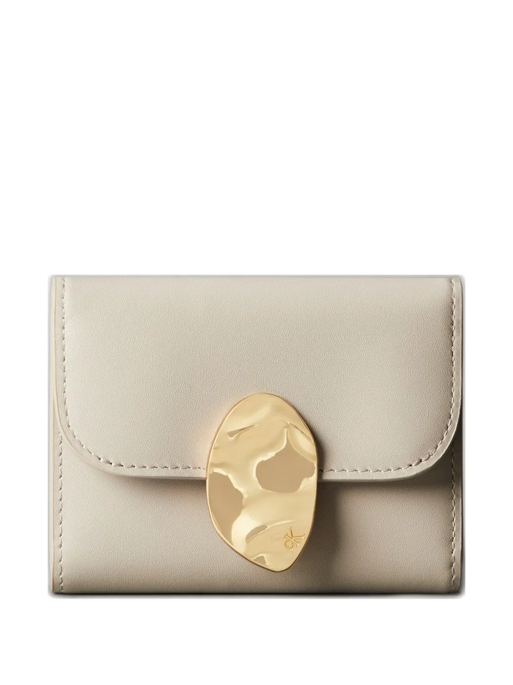 Calvin Klein Leather Plaque Wallet In Neutral