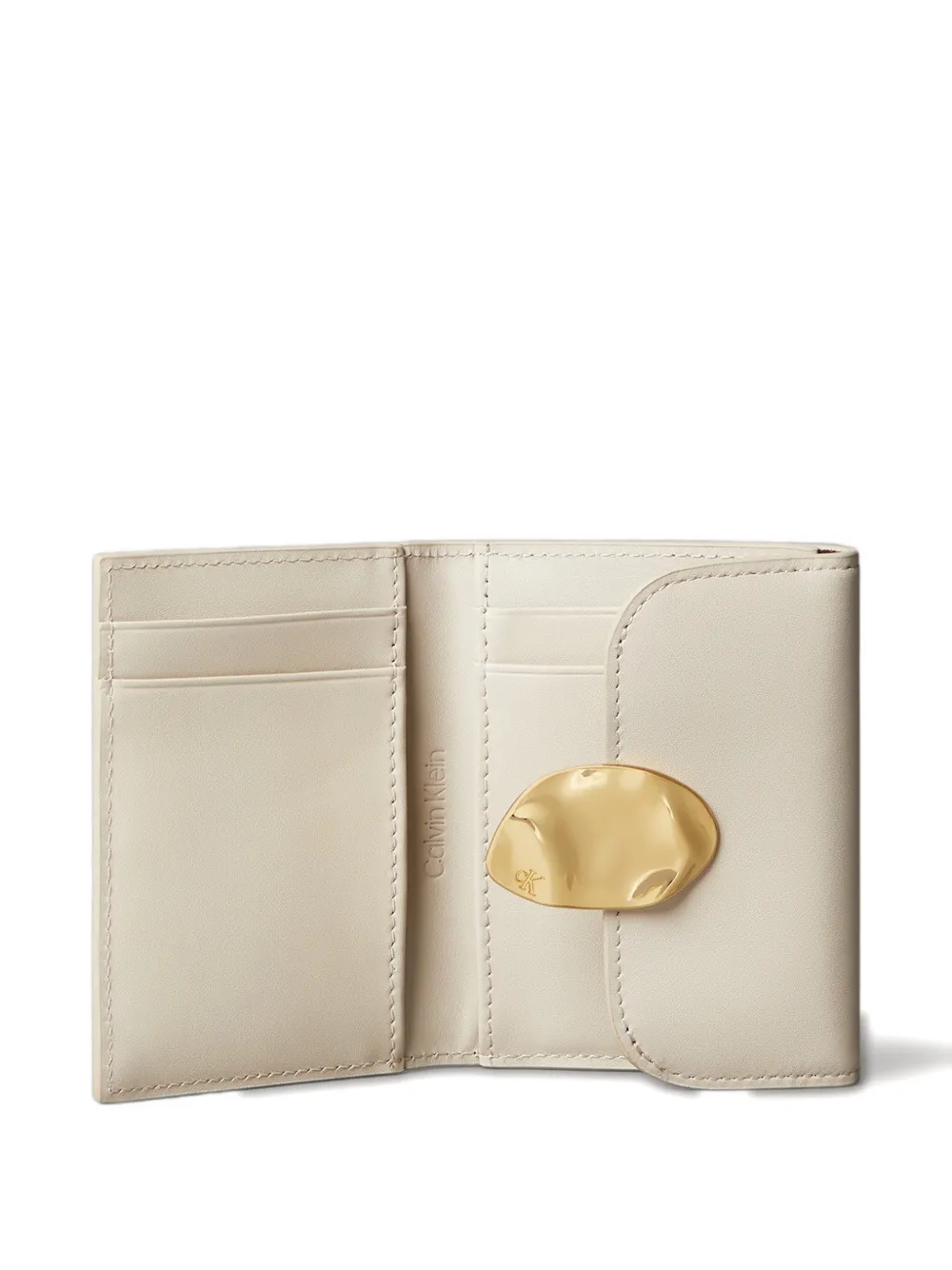Calvin Klein Leather Plaque Wallet In Neutral