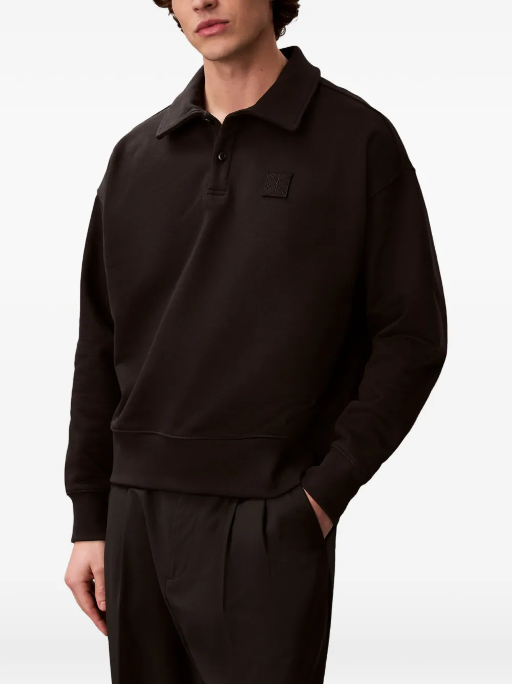 Calvin Klein logo-patch polo shirt - Marrone