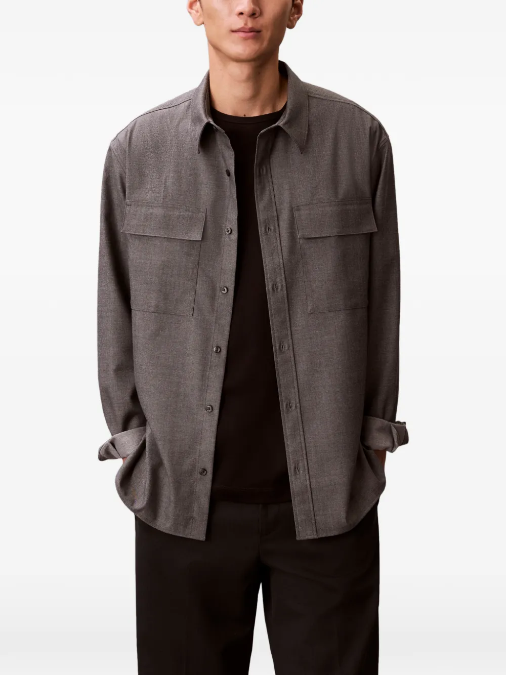 Calvin Klein camisa con bolsillo en el pecho y botones | gris | Image 1