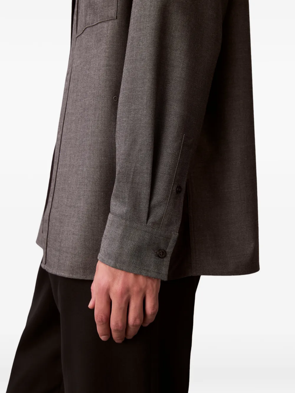 Calvin Klein Buttoned Chest-pockets Shirt In Brown