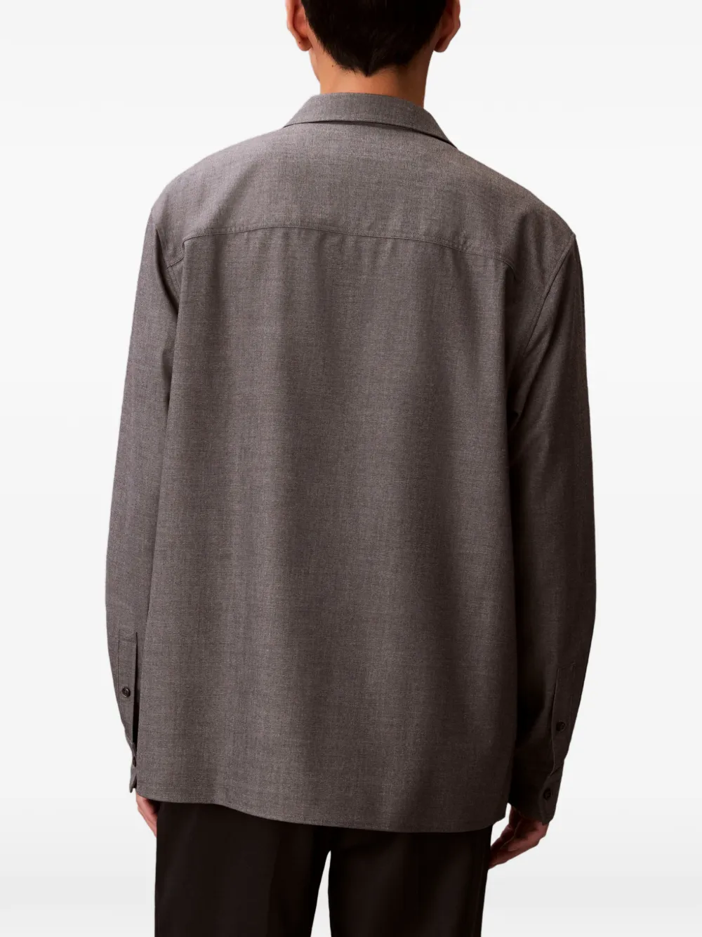 Calvin Klein Buttoned Chest-pockets Shirt In Brown