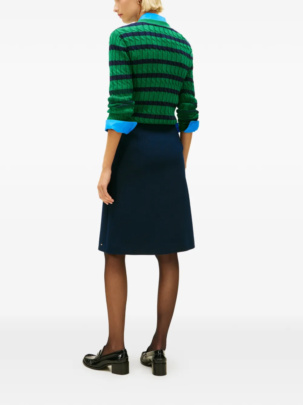 Tommy Hilfiger Midi-rok met A-lijn en knopen Blauw