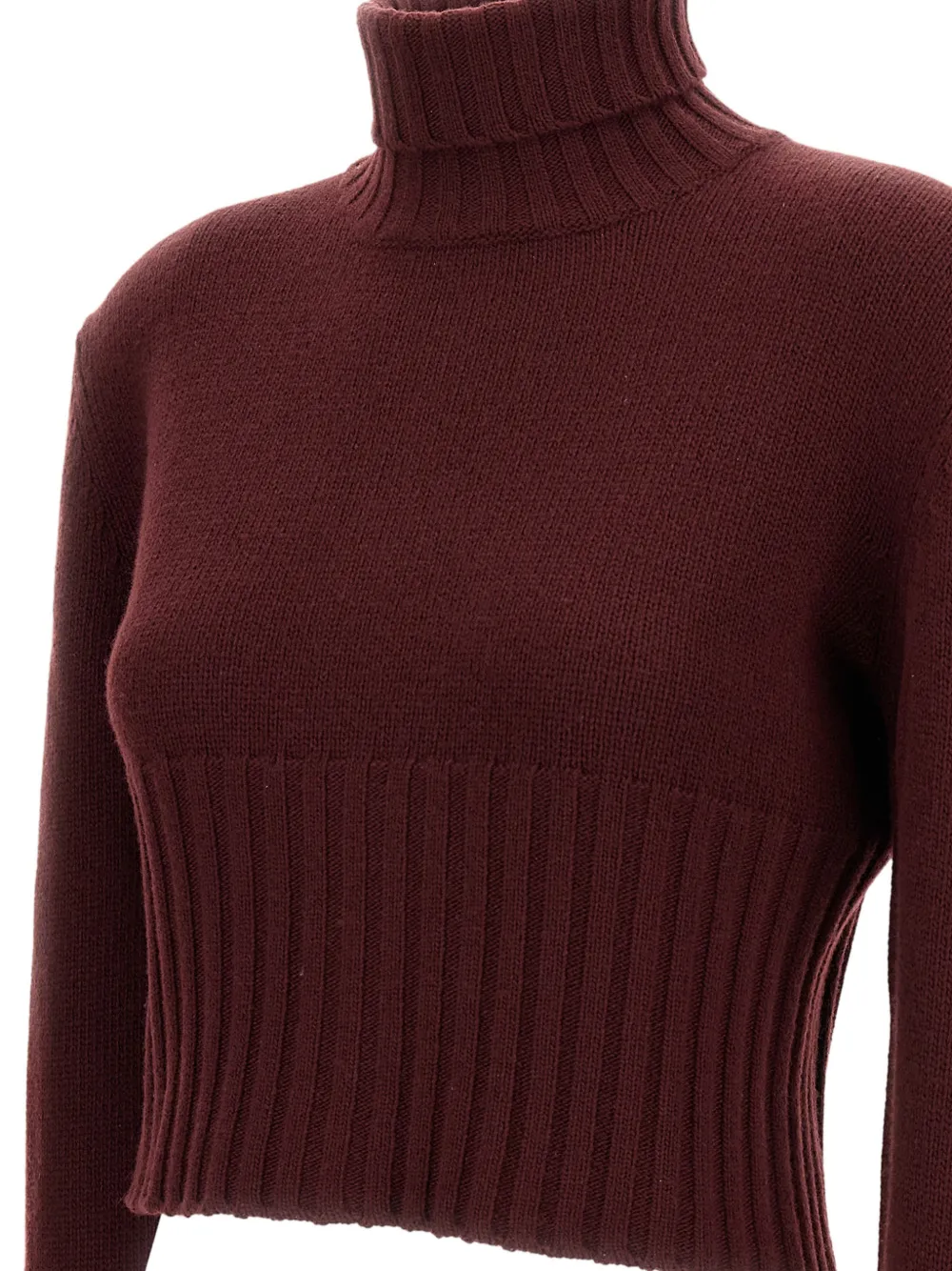 Plan C Roll-neck Cropped Sweater In Red