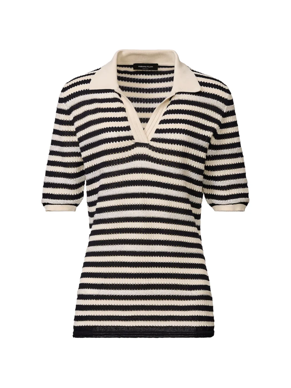 Fabiana Filippi Top a righe con scollo a V - Toni neutri