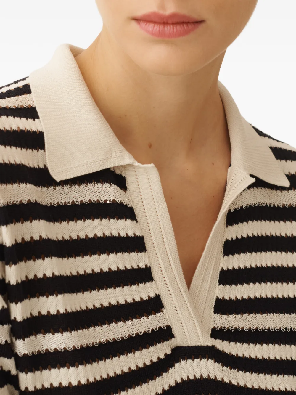 Fabiana Filippi Gestreepte top met V-hals Beige