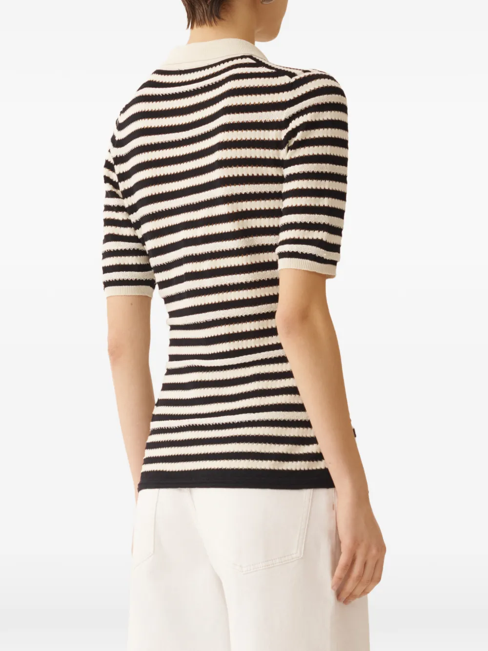 Fabiana Filippi Gestreepte top met V-hals Beige