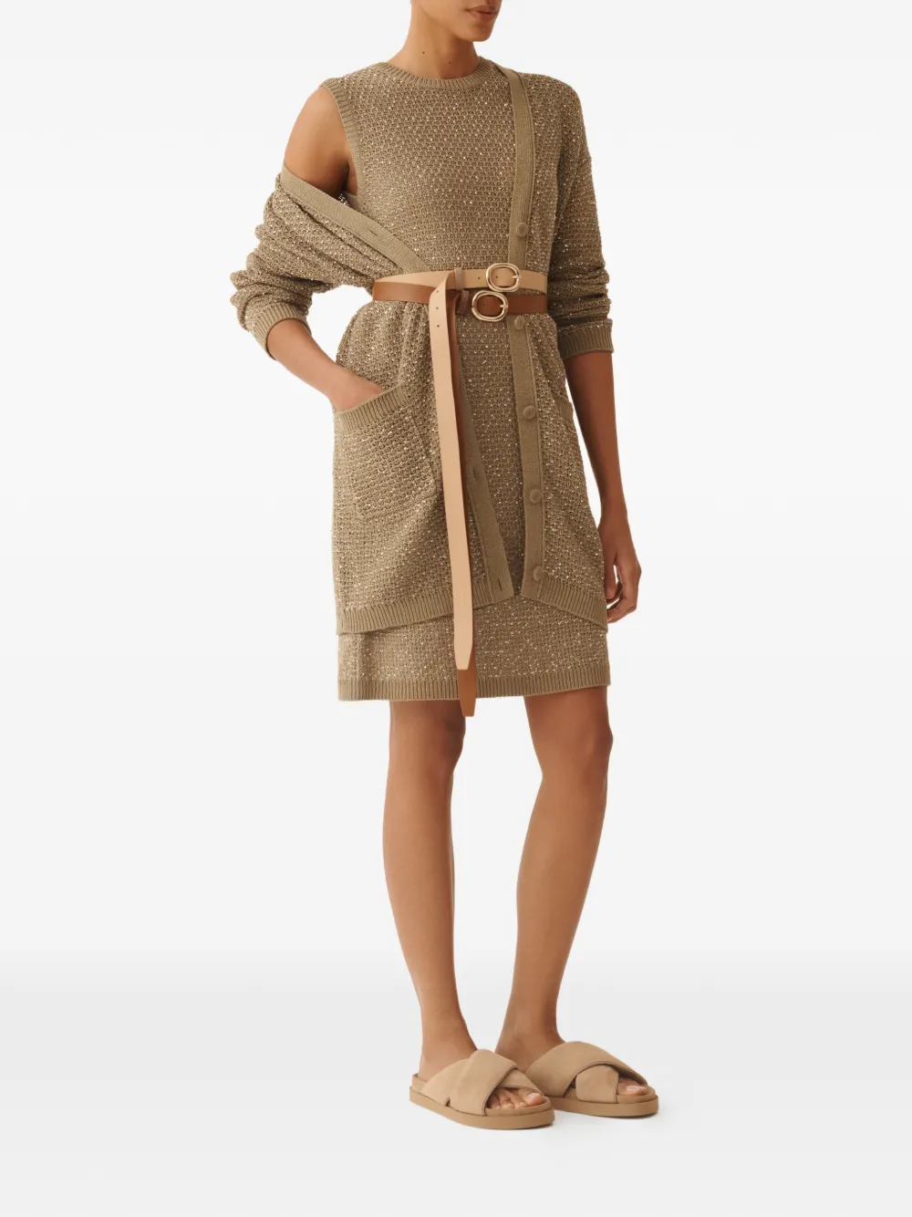 Fabiana Filippi Mouwloze jurk met textuur Beige