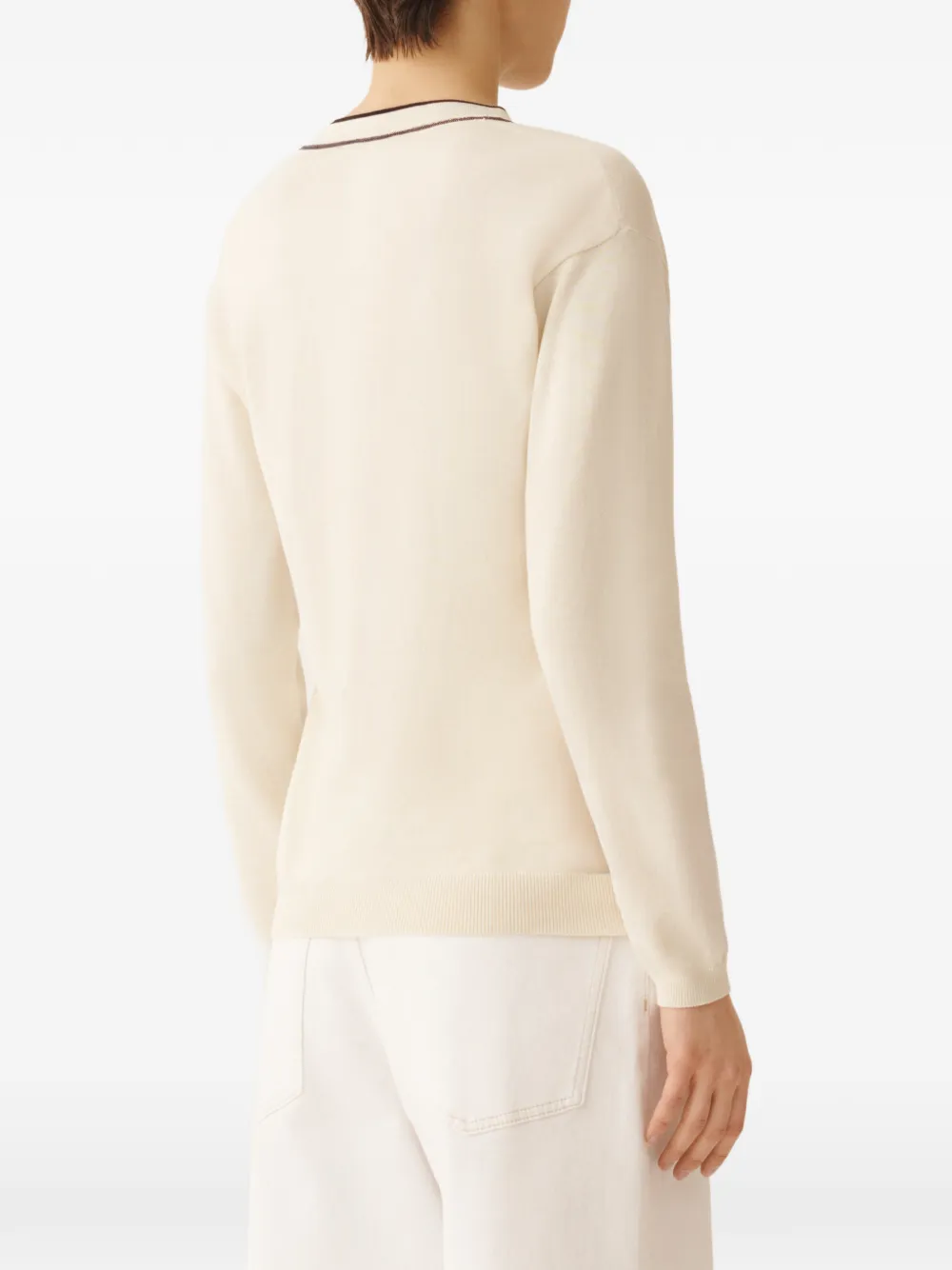 Fabiana Filippi Trui met V-hals en lange mouwen Beige