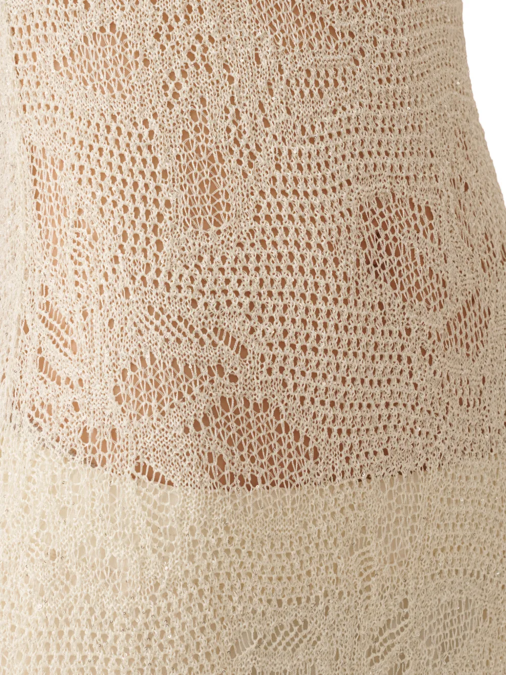 Fabiana Filippi Gehaakte midi-jurk met diepe ronde hals Beige