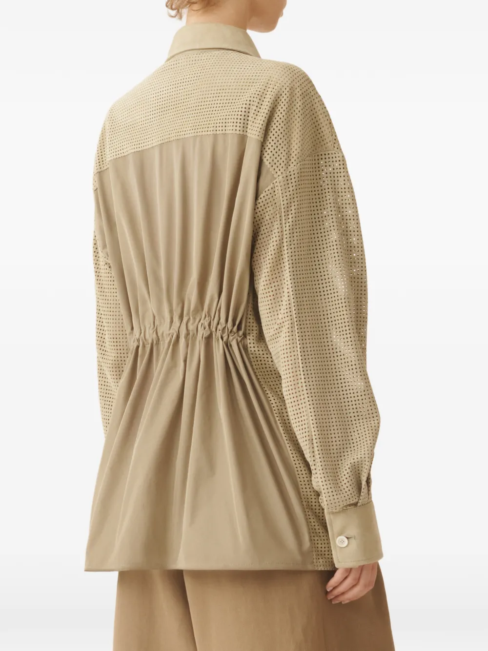 Fabiana Filippi Blouse met geperforeerde details en knopen Beige