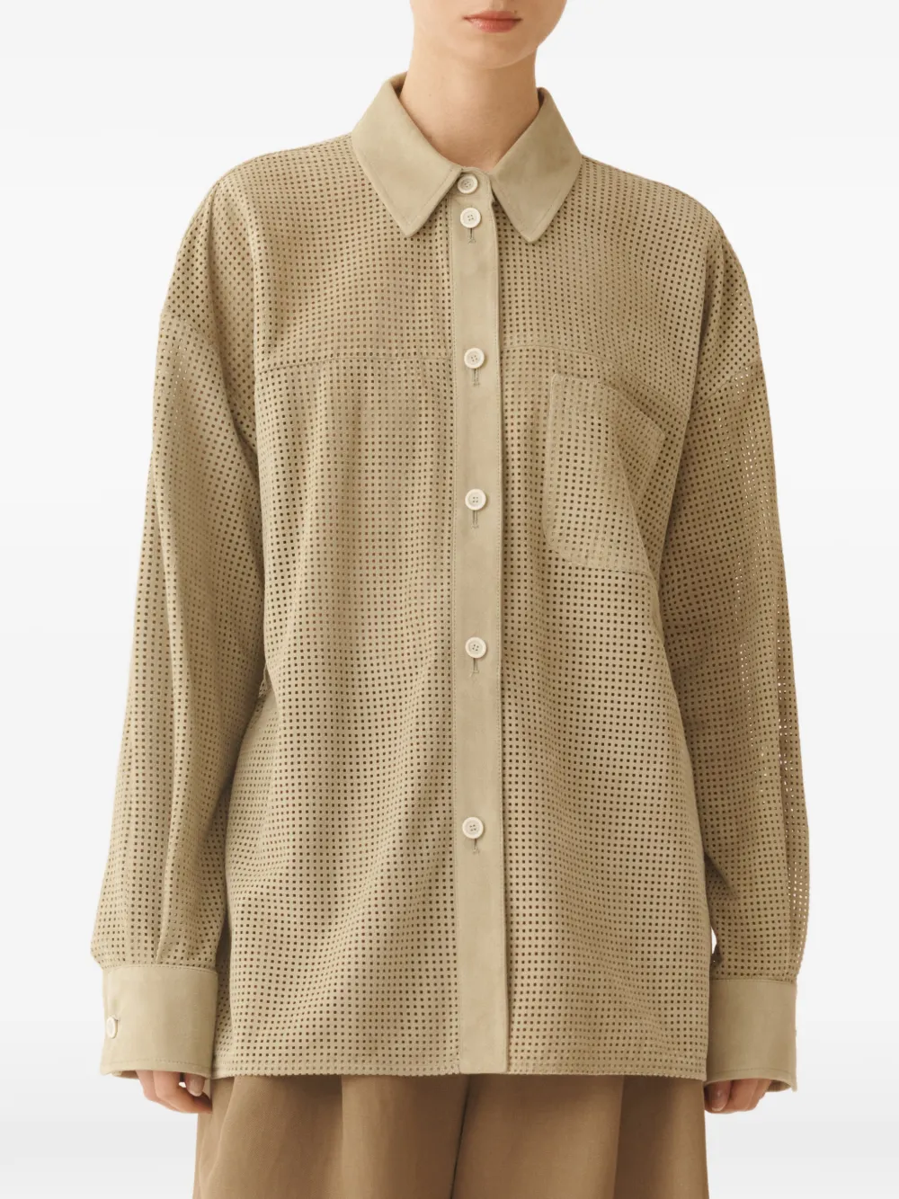  Fabiana Filippi Perforated Buttoned Shirt - Neutrals 