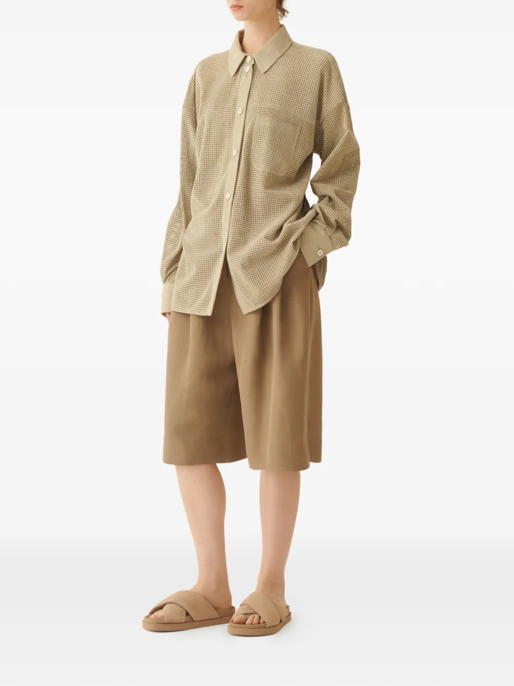  Fabiana Filippi Perforated Buttoned Shirt - Neutrals 