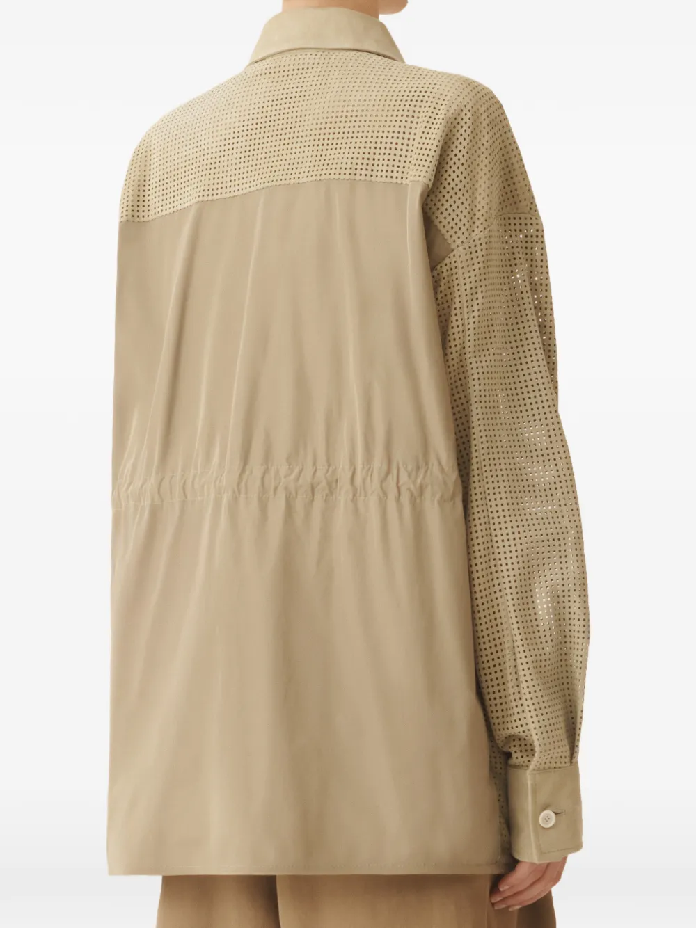 Fabiana Filippi Blouse met geperforeerde details en knopen Beige