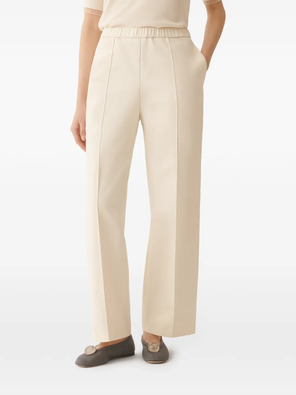 Fabiana Filippi Broek met elastische tailleband Beige