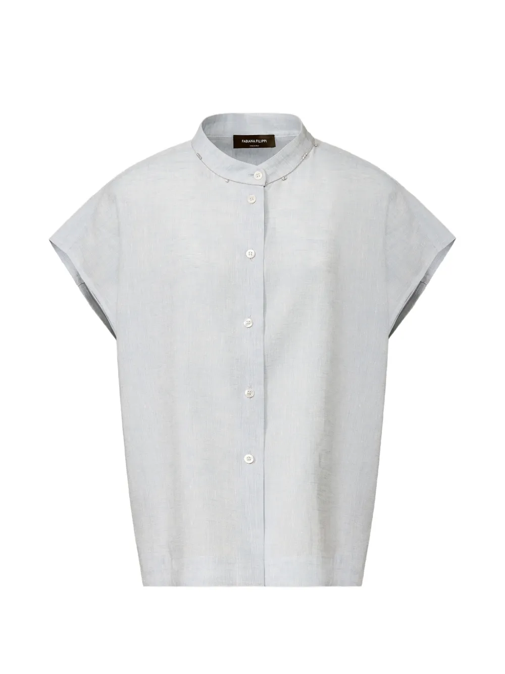 Fabiana Filippi button collarless shirt - Blu