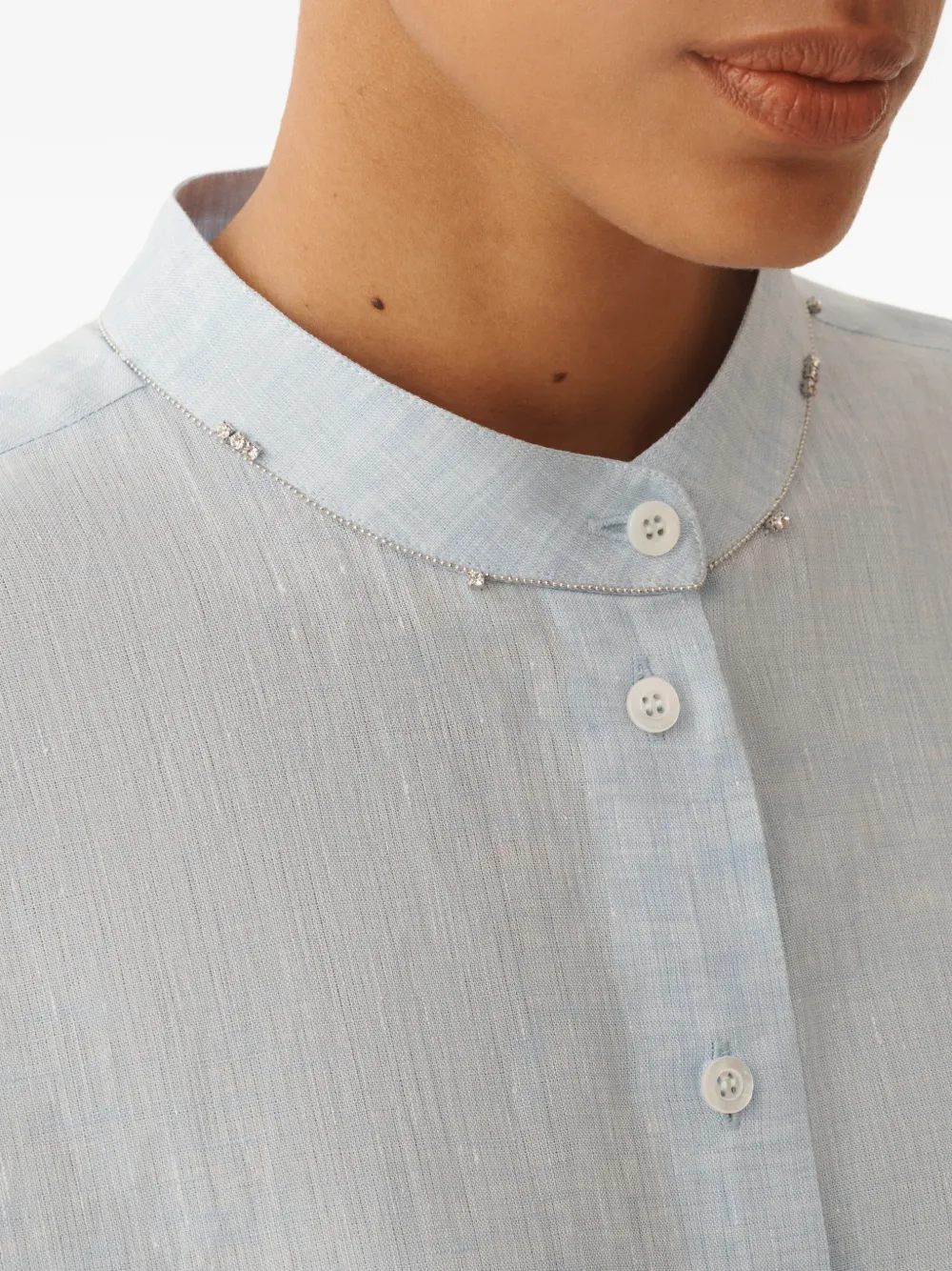 Fabiana Filippi Kraagloze blouse met knopen Blauw