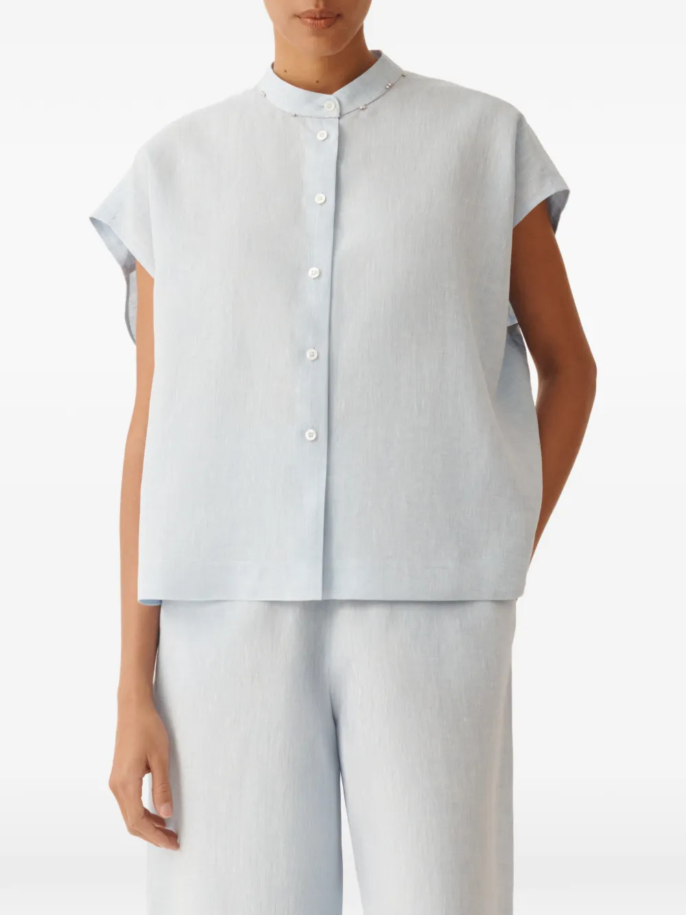 Fabiana Filippi Kraagloze blouse met knopen Blauw