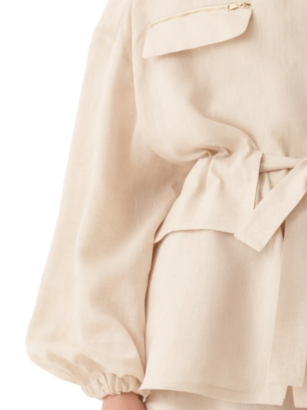 Fabiana Filippi Shirtjack met ceintuur en rits Beige