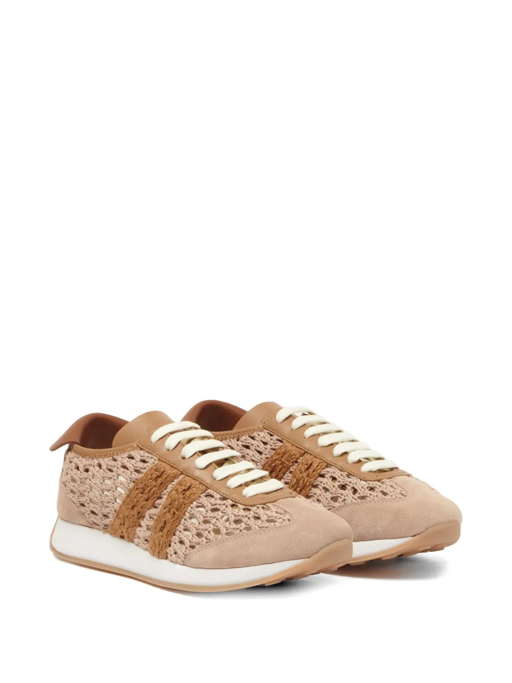 Fabiana Filippi Gehaakte gestreepte sneakers Beige