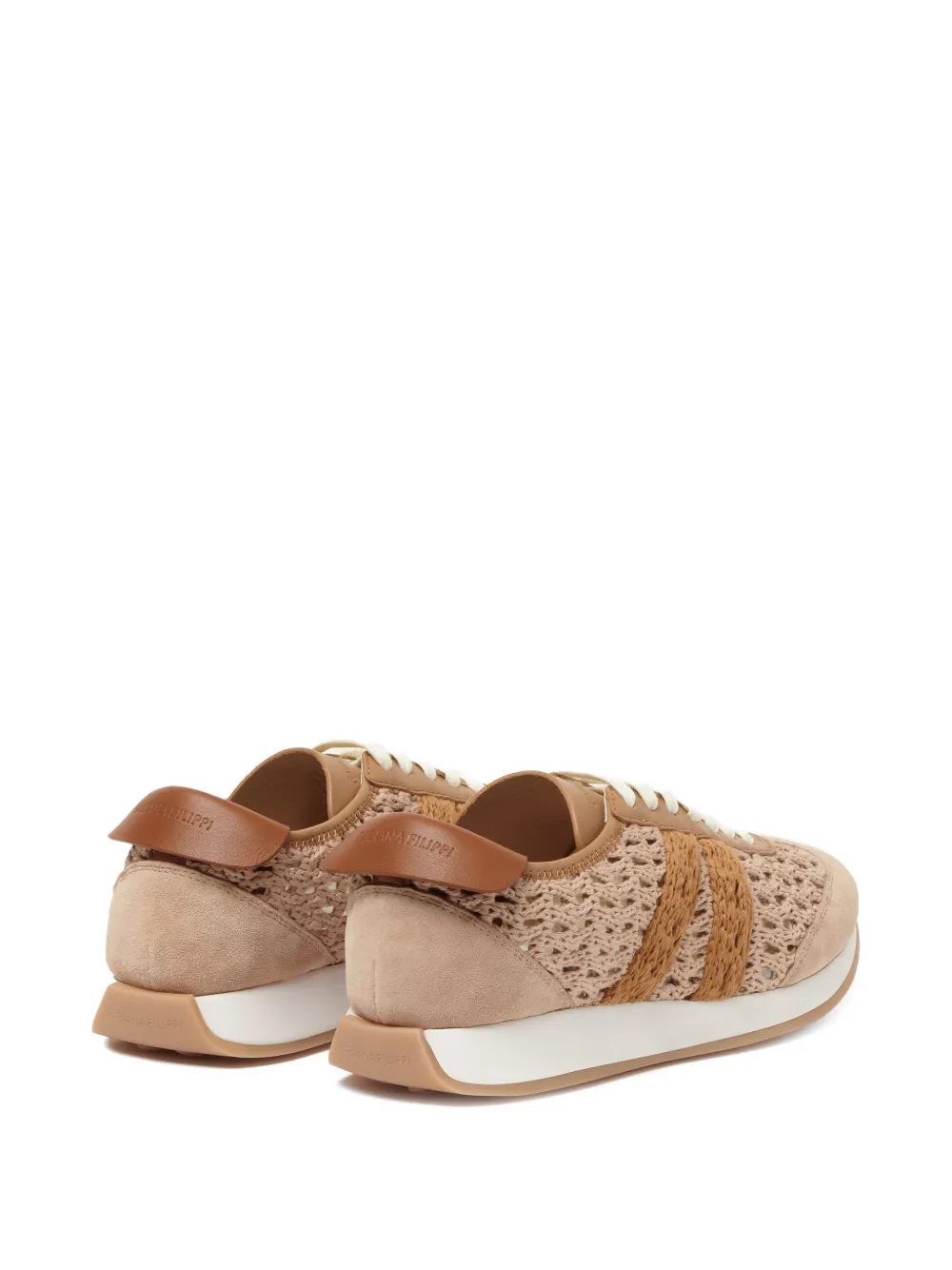 Fabiana Filippi Gehaakte gestreepte sneakers Beige