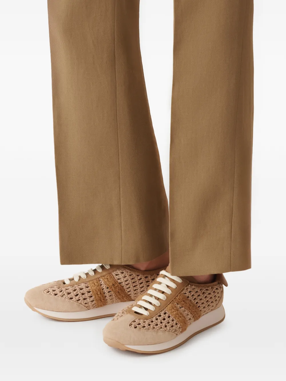 Fabiana Filippi Gehaakte gestreepte sneakers Beige