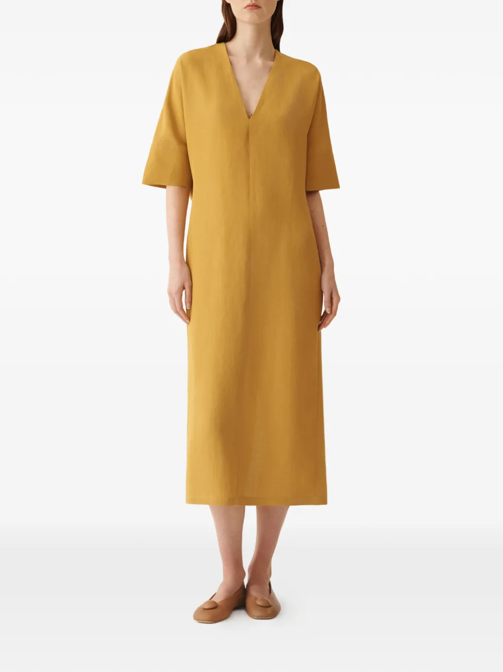 Fabiana Filippi Midi-jurk met V-hals Geel