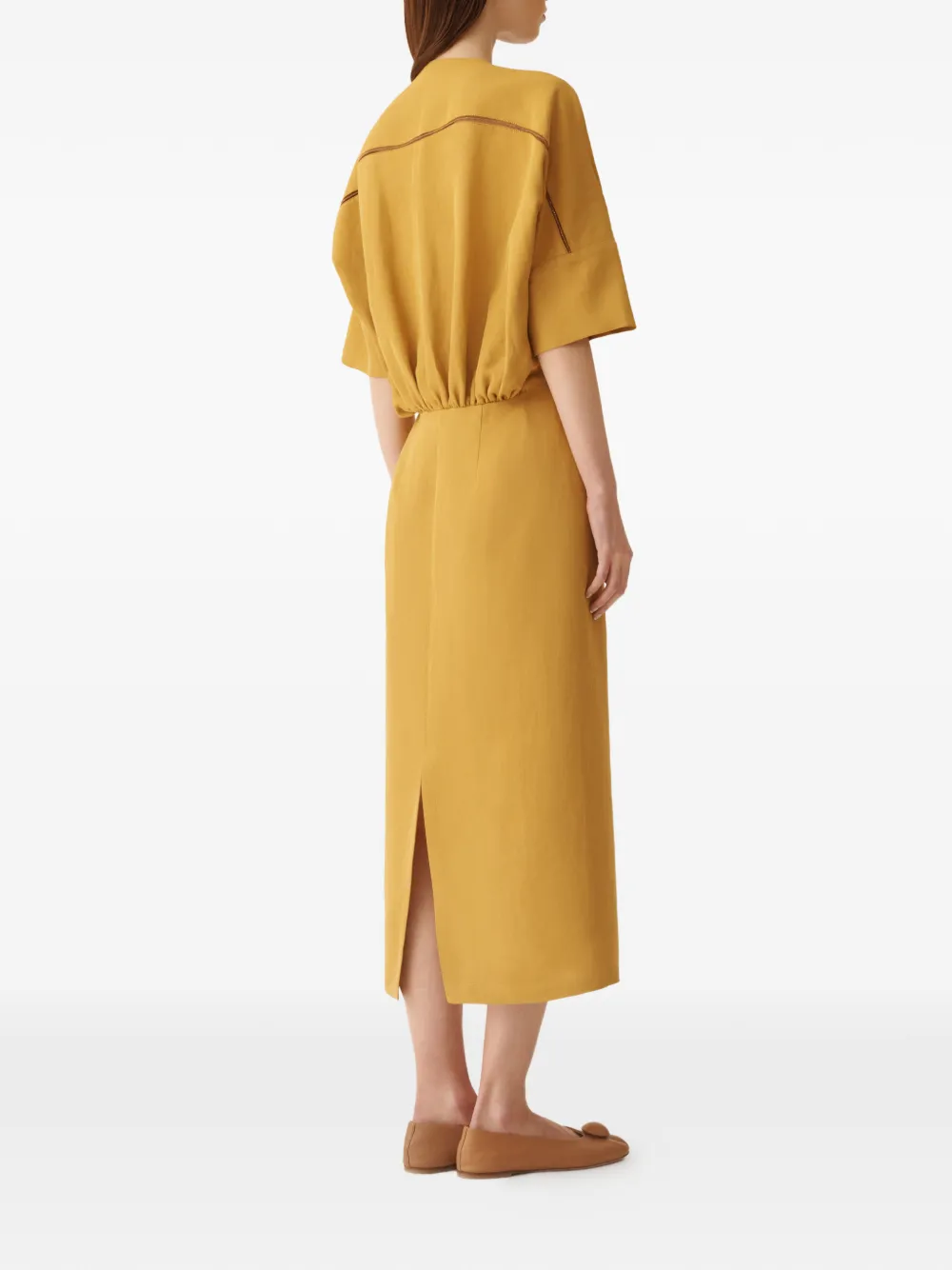 Fabiana Filippi Midi-jurk met V-hals Geel