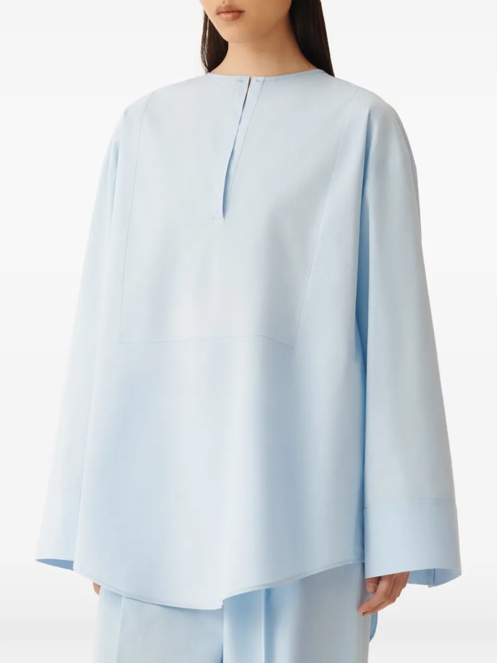 Fabiana Filippi Top met lange mouwen en keyhole-detail Blauw