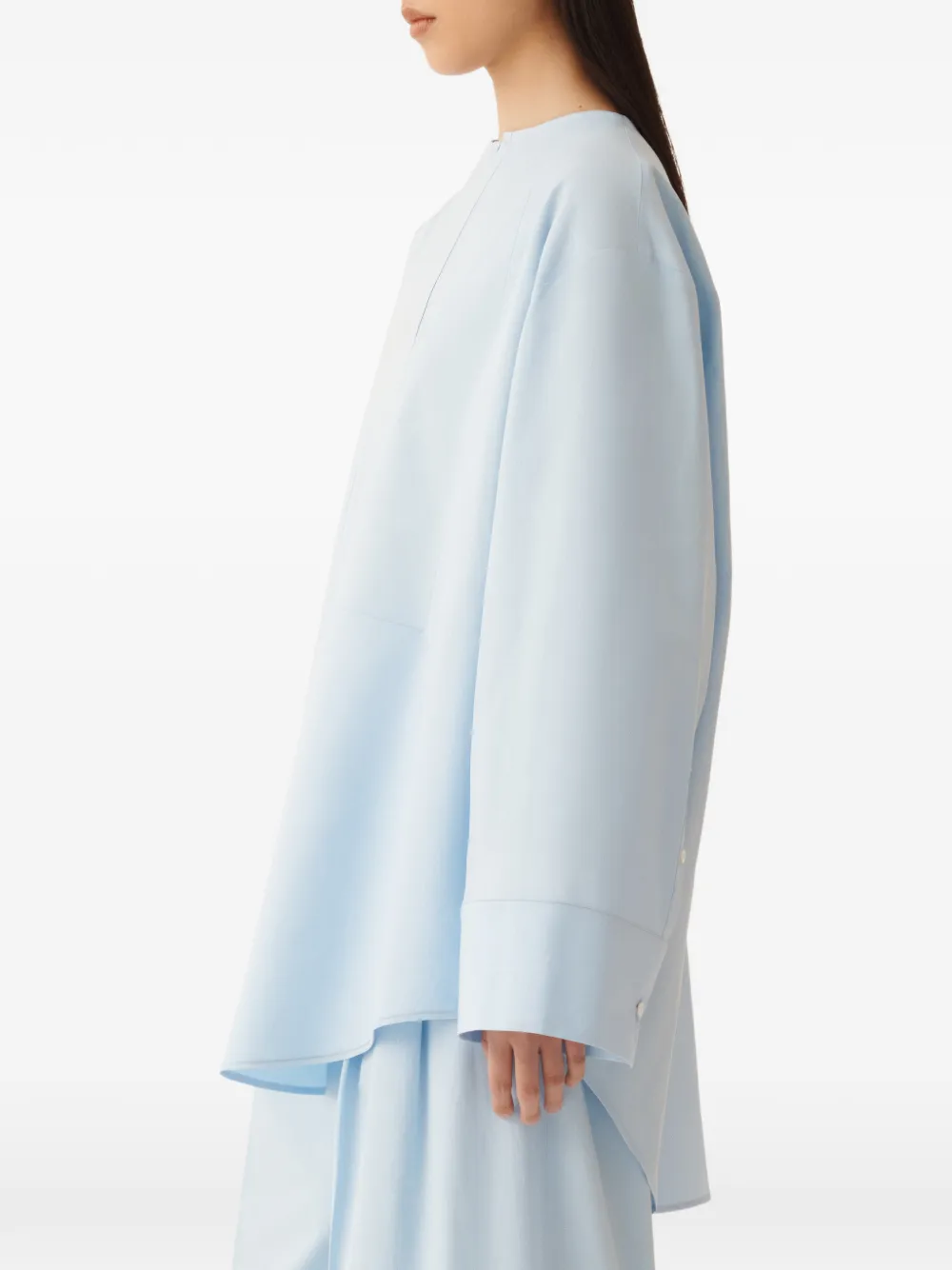 Fabiana Filippi Top met lange mouwen en keyhole-detail Blauw