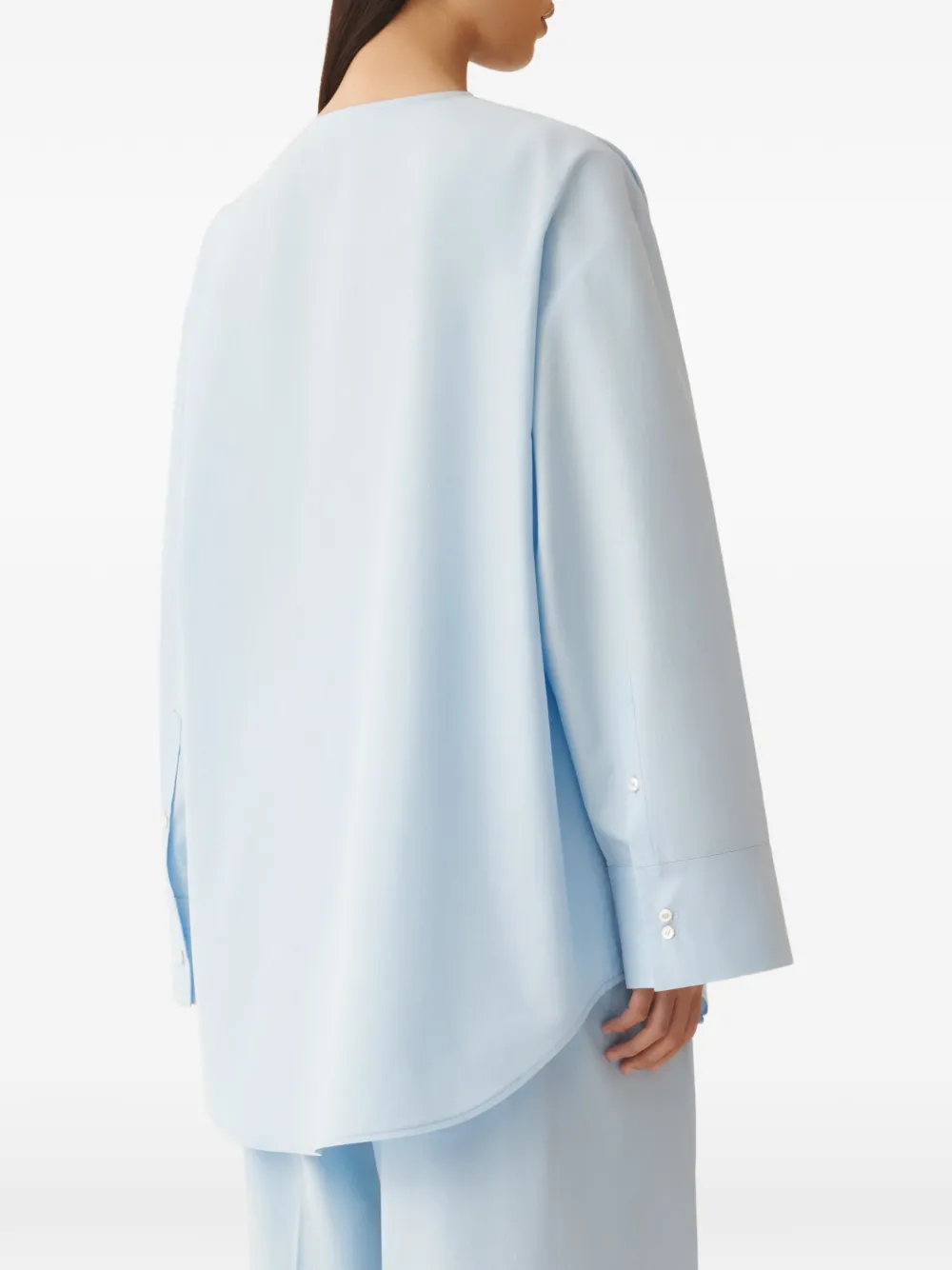 Fabiana Filippi Top met lange mouwen en keyhole-detail Blauw
