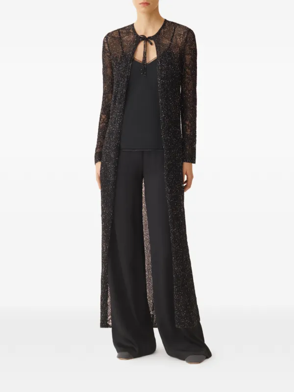 Fabiana Filippi open-knit tie-fastening Long Cardigan | Black
