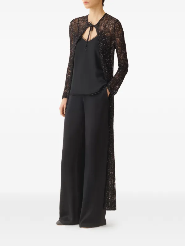 Fabiana Filippi open-knit tie-fastening Long Cardigan | Black
