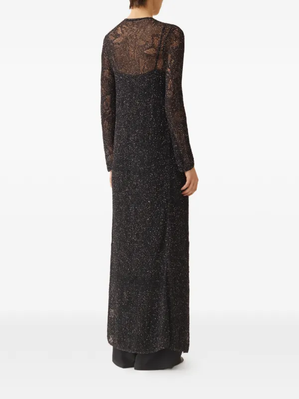 Fabiana Filippi open-knit tie-fastening Long Cardigan | Black